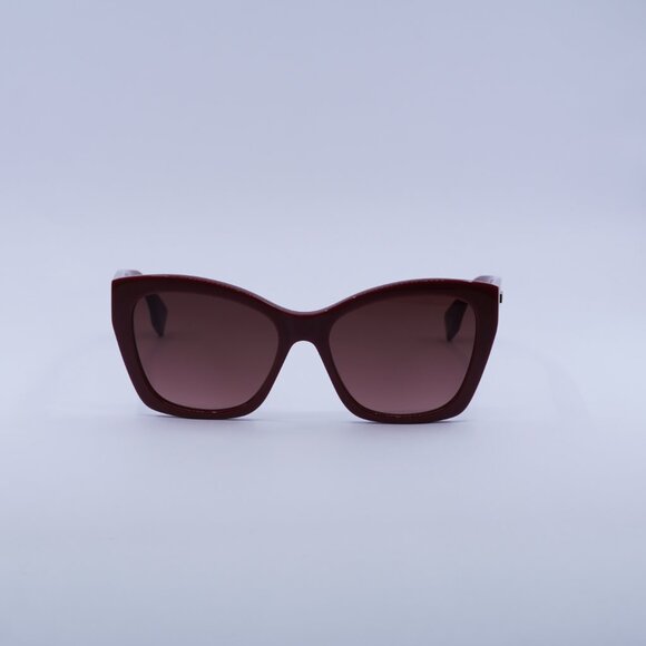 Fendi FE40151I 66F Sunglasses Red Butterfly Frame, Brown Lenses